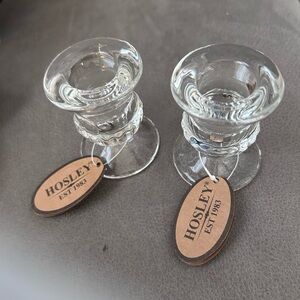 Set of 2 NWT Holley Clear Glass Candle Holders G6